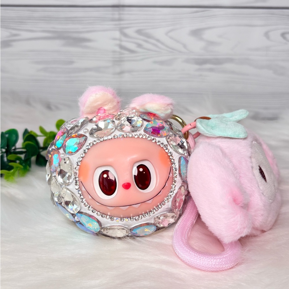 Sparkling Crystal Plush Monster Character Keychain/Bag Charm
